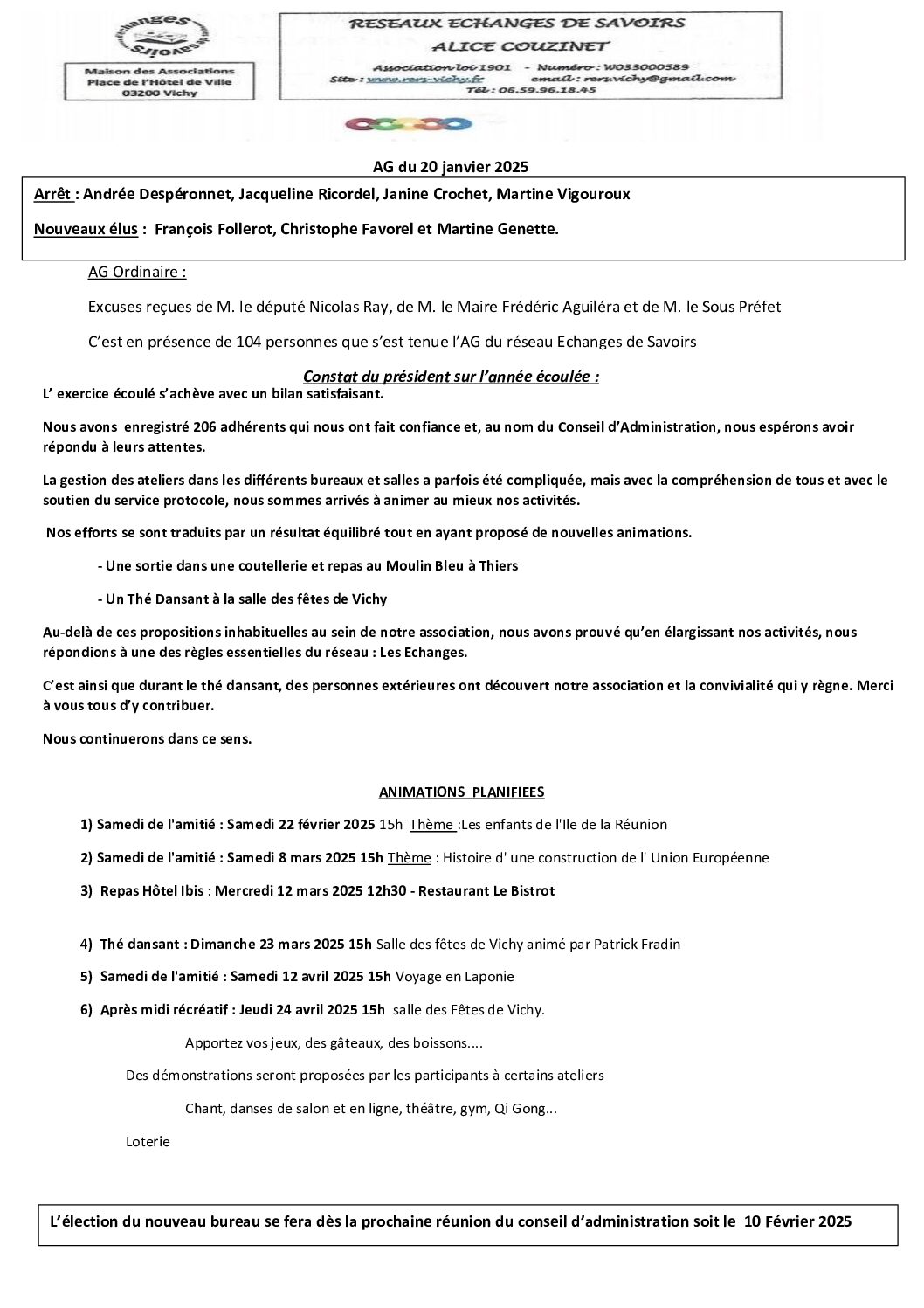 CR AG du 20 janvier 2025