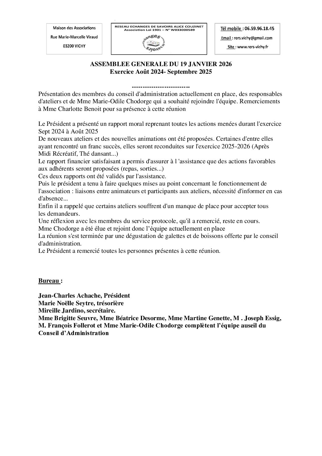 AG du 19 janvier 2026